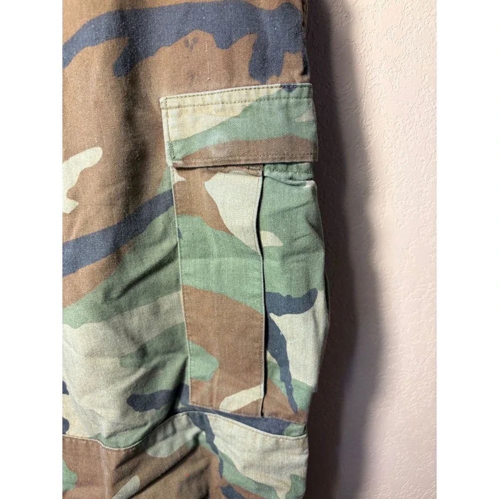 Vintage Woodland Camo Cargo Pants Military Style Tactical Trousers Green Brown